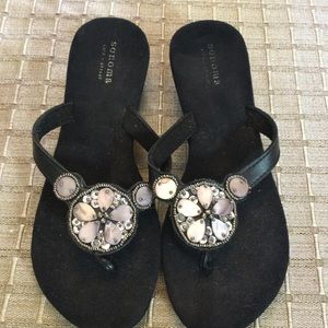 Sonoma, Black, Decorative Flip Flop, Sandals, Size 7.5